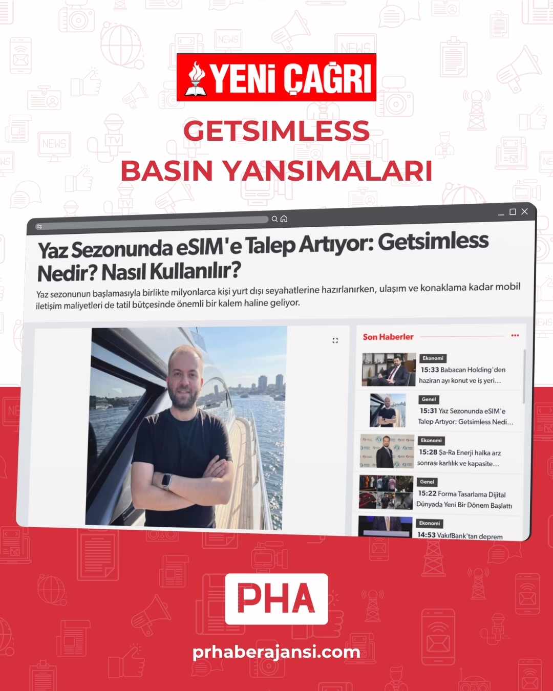 GetSimLess kurucusu Ufuk Can Ay, özellikle Avrupa, Orta Doğu ve Kuzey Afrika rotalarına yönelik seyahatlerin artmasıyla birlikte kullanıcıların geleneksel dolaşım ücretlerine alternatif olarak dijital eSIM çözümlerine yöneldiğini ve seyahat öncesinde bağlantı maliyetlerini daha bilinçli şekilde karşılaştırdığını söylüyor.

Ay'a göre son bir yılda hızlanan bu değişim yalnızca bireysel tatilcilerle sınırlı kalmıyor; iş seyahati yapan profesyoneller ve şirketler de mobil iletişim maliyetlerini daha öngörülebilir hale getirmek için dijital hat çözümlerini tercih ediyor.

GETSIMLESS BASIN YANSIMALARI

#prhaberajansi #pha #özelhaberservisi #getsimless #esim #esimplan