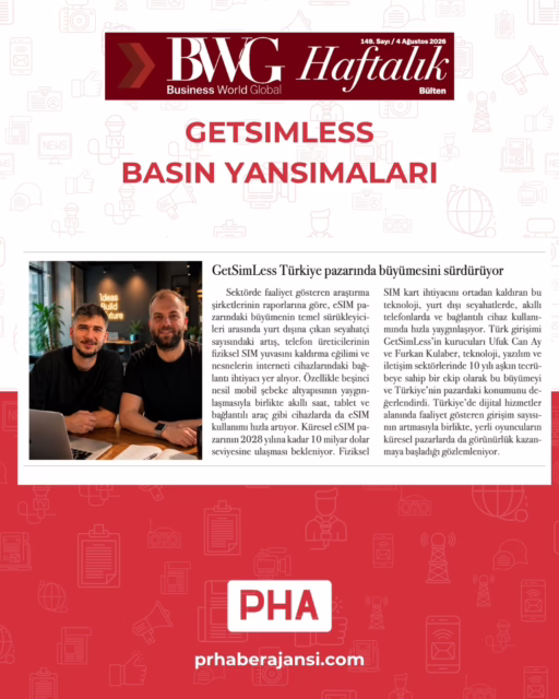 Küresel eSIM pazarının 2028 yılına kadar 10 milyar dolar seviyesine ulaşması bekleniyor. Fiziksel SIM kart ihtiyacını ortadan kaldıran bu teknoloji, yurt dışı seyahatlerde, akıllı telefonlarda ve bağlantılı cihaz kullanımında hızla yaygınlaşıyor. Türk girişimi GetSimLess’in kurucuları Ufuk Can Ay ve Furkan Kulaber, teknoloji, yazılım ve iletişim sektörlerinde 10 yılı aşkın tecrübeye sahip bir ekip olarak bu büyümeyi ve Türkiye’nin pazardaki konumunu değerlendirdi. Türkiye’de dijital hizmetler alanında faaliyet gösteren girişim sayısının artmasıyla birlikte, yerli oyuncuların küresel pazarlarda da görünürlük kazanmaya başladığı gözlemleniyor.

GETSIMLESS BASIN YANSIMALARI

#prhaberajansi #pha #özelhaber #işdünyasıhaber
