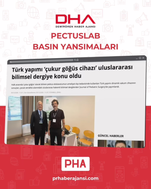 Türk yapımı ‘çukur göğüs cihazı’ uluslararası bilimsel dergiye konu oldu
Halk arasında ‘çukur göğüs’ olarak bilinen pektus ekskavatumun ameliyat dışı tedavisinde kullanılan Türk yapımı dinamik vakum cihazının sonuçları, çocuk cerrahisi alanındaki uluslararası hakemli bilimsel dergilerden ‘Journal of Pediatric Surgery’de yayımlandı.

PECTUSLAB BASIN YANSIMALARI

#pha #prhaberajansi #basınbülteni #basınbülteniservisi