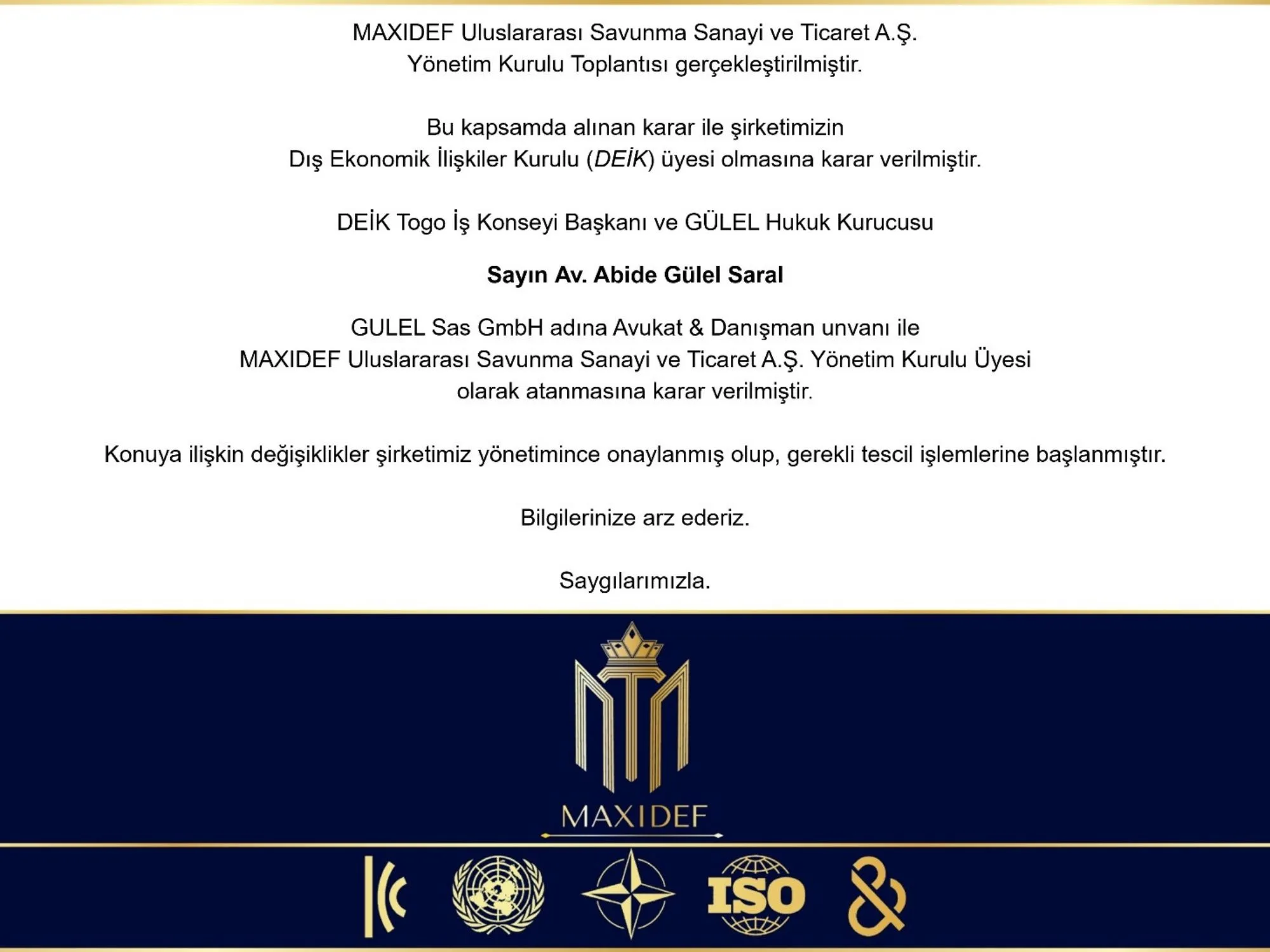 Maxidef Küresel Hedeflerini Büyütüyor: Yönetim Kuruluna Stratejik İsim 5 Maxidef Küresel Hedeflerini Büyütüyor: Yönetim Kuruluna Stratejik İsim